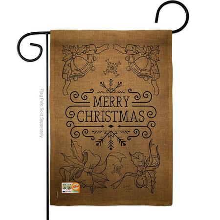 GARDENCONTROL 13 x 18.5 in. Merry Christmas Bells Burlap Winter Impressions  Vertical Double Sided Garden Flag GA4127886